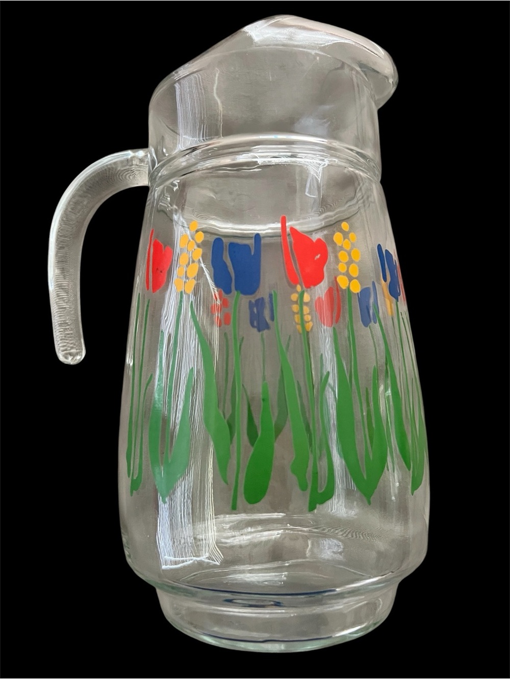 Vintage ARC France Glass Pitcher featuring Tulip Pattern 1970’s - Picture 3 of 5